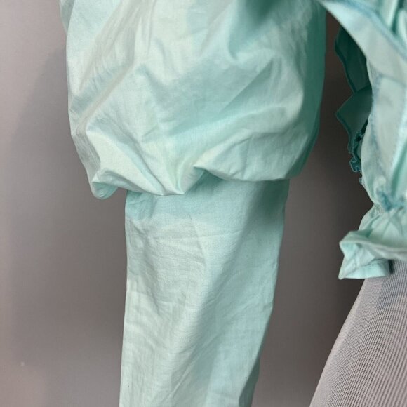 Nasty Gal Puff Sleeve Cropped Top Blouse Green Size Small NWT - Picture 4 of 12